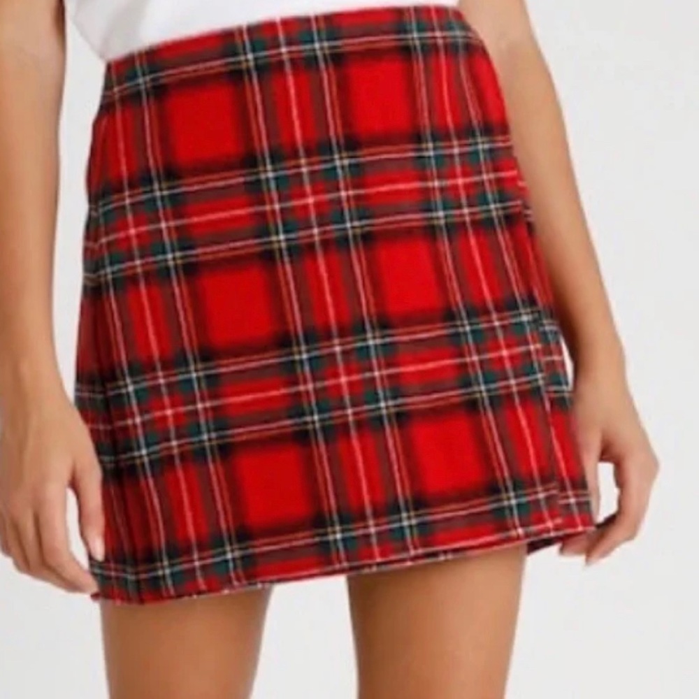 Hollister Red Plaid Mini Skirt